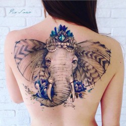 Valeria Shevtsova aka Pis Saro - temporary tattoo back elephant_au_body_www.instagram.com+pissaro_tattoo