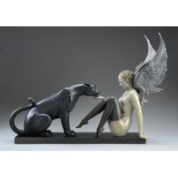 Michael Parkes - Black Panther White Wings - bronze_sc_scu