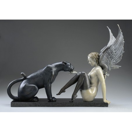 Michael Parkes - Black Panther White Wings - bronze_sc_scu