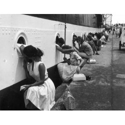 World War - American Soldiers Getting Last Kiss On Ship...