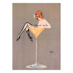 Henry Clive - Her Martini - Art deco Pin Up Girl - 1920