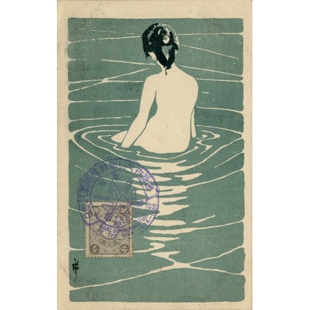 Ichijo Narumi - Japanese postcard - 1906 - Femme nue assise dans l eau