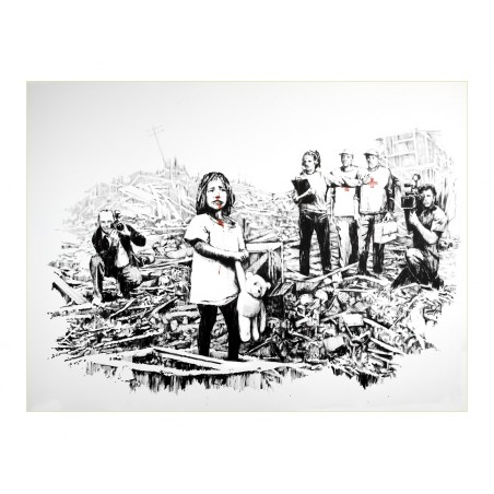Banksy - Girl in the Wreckage_pa_anti_bw
