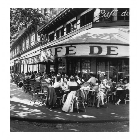 Robert Cpapa - Cafe de Flore Paris - place Saint Germain des pres - Paris 1952_ph_mast_vint_bw