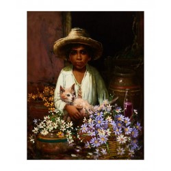 Ramon Rice - Boy with cat and flowers_pa_resultat