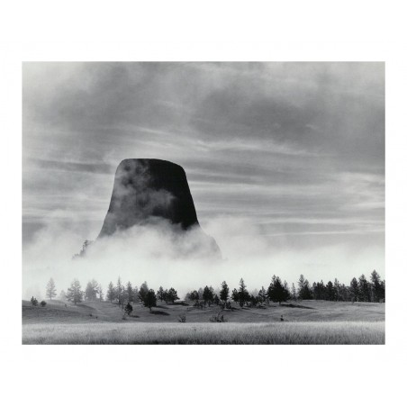 Ansel Adams - Rising Fog - Devil s Tower - WY 1988_ph_mast_land_bw_vint