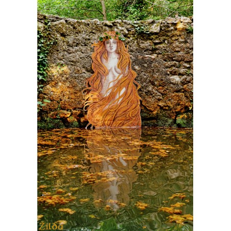 Zilda - Naiade des eaux rousses - Fontaine celtique de Bernos_pa_stre_zildastreetart.blogspot.com